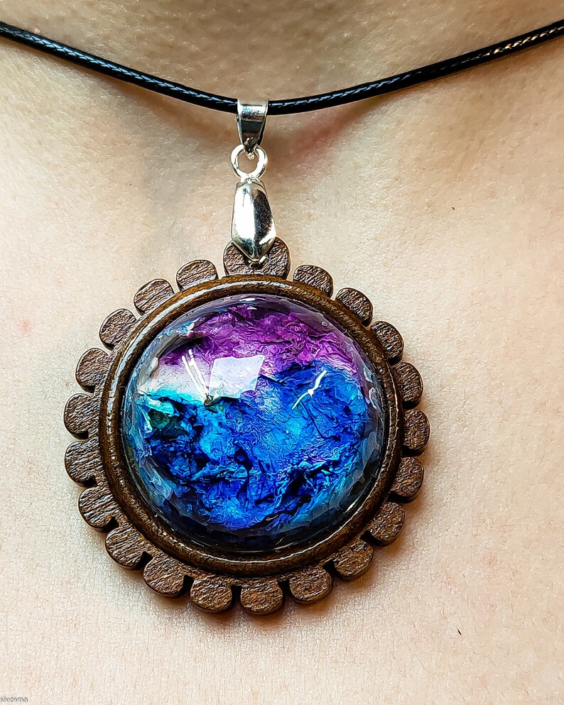 Resin Pendant Pendant necklace Wood and Resin Pendant, Birthday gift Unique Pendant