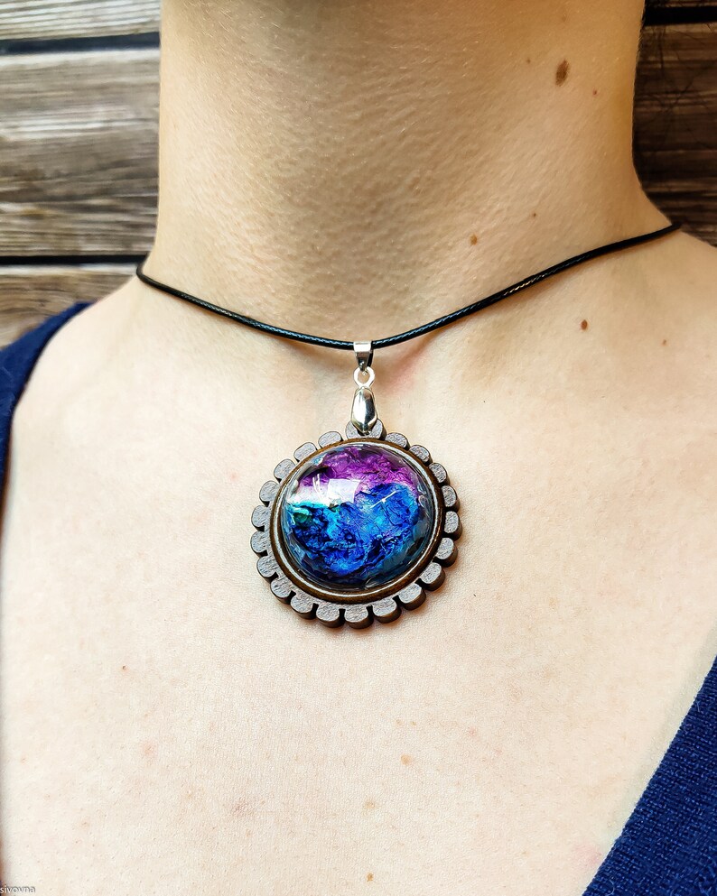 Resin Pendant Pendant necklace Wood and Resin Pendant, Birthday gift Unique Pendant