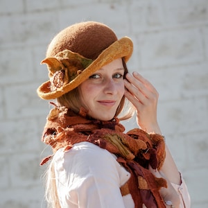 Vintage Warm Winter Hat, Brown Cloche Hat for Her, Elegant Cloche Hat for Ladies, Gift for Anniversary for Her, Mothers Day Gift