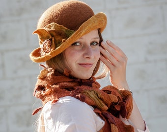 Womens felt hat, Winter felted hat, Felted wool hat, Felted cloche hat, Ladies cloche hat, Winter cloche hat, Warm wool hat lady, Felted hat