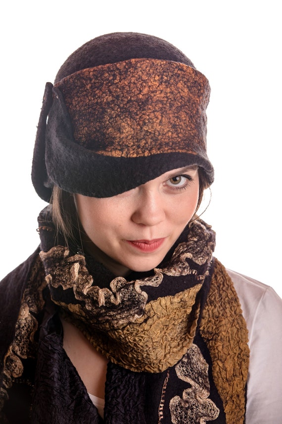 Artistic Felt Hats for Women, Merino Wool Hat, Bucket Hat  display picture 3