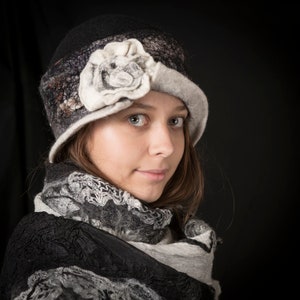 Gorros de lana de fieltro, Gorros de invierno para mujer, Gorro cloche de fieltro, Gorro de invierno para mujer, Gorros de lana cálidos, Gorro de invierno para mujer, Gorro estilo flapper de lana, Gorro de fieltro