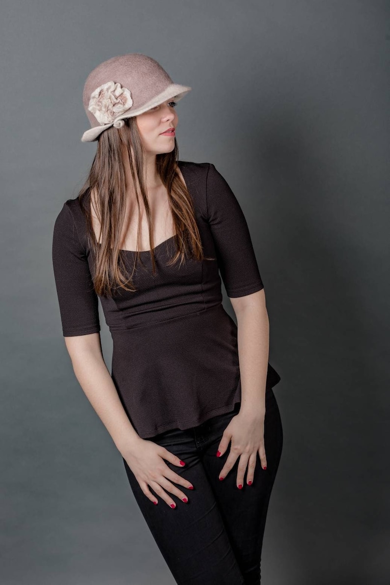 1920s cloche hat women, Boho hats for women, Tilt hat for women image 1