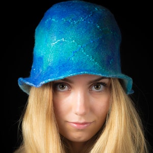 Blue Sauna hat Handmade boiled wool unisex adults, Steam Room for men and Woomen Gift Items Sauna Hat Unique birthday gift idea, Saunahat