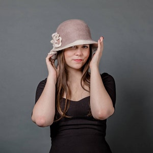 1920s cloche hat women, Boho hats for women, Tilt hat for women image 2