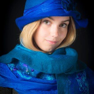 Blauer gefilzter Schal für Frauen, weicher großer Wollschal Nuno gefilzter Schal für den Winter, gefilzter Schal, Wollschal Decke Frauen Bild 10