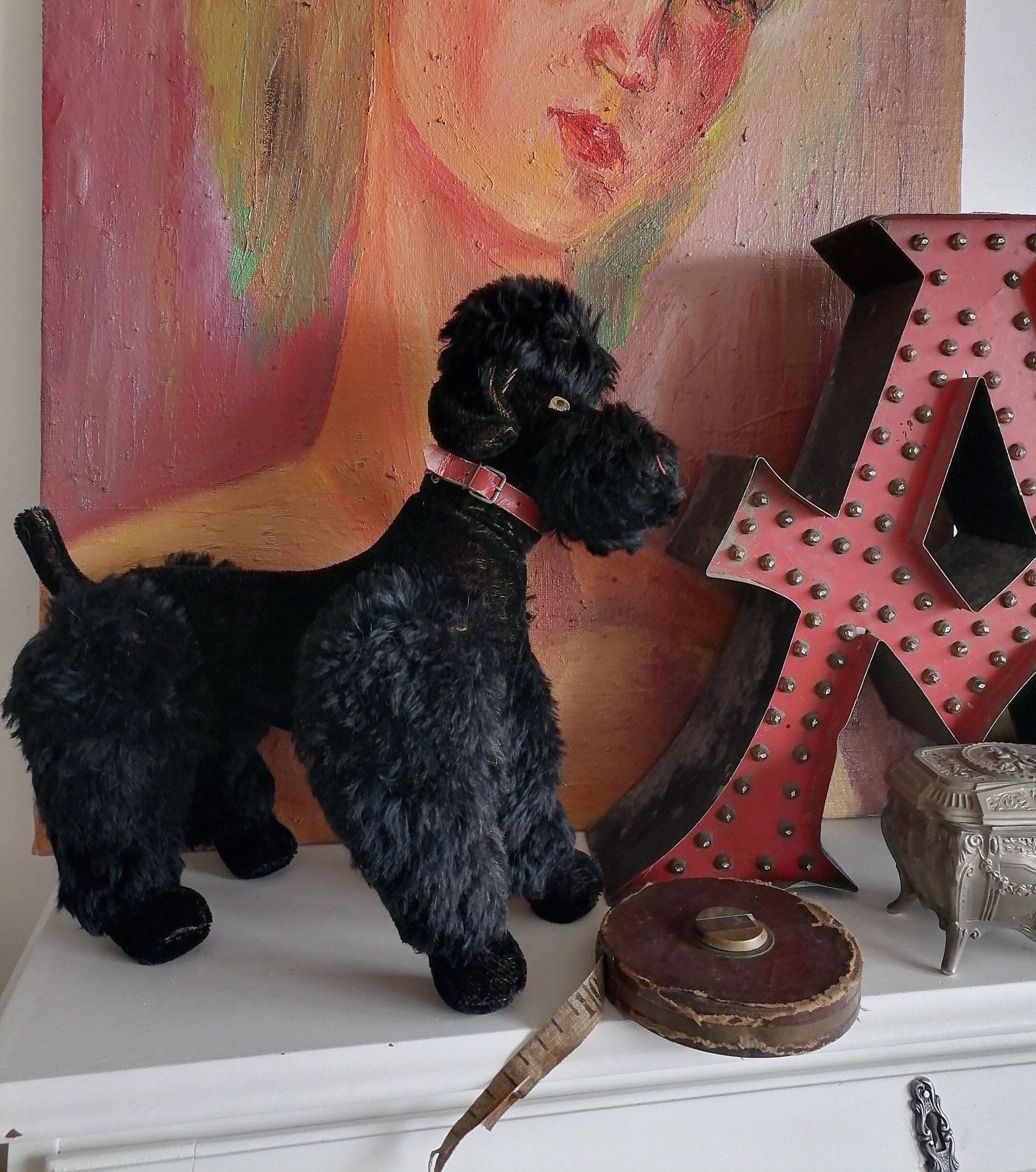 14.5 Tall Antique Steiff Black Mohair Dog Large Fully Etsy