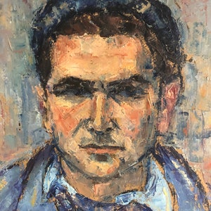 Vintage original retrato del hombre pintura al óleo original | Etsy