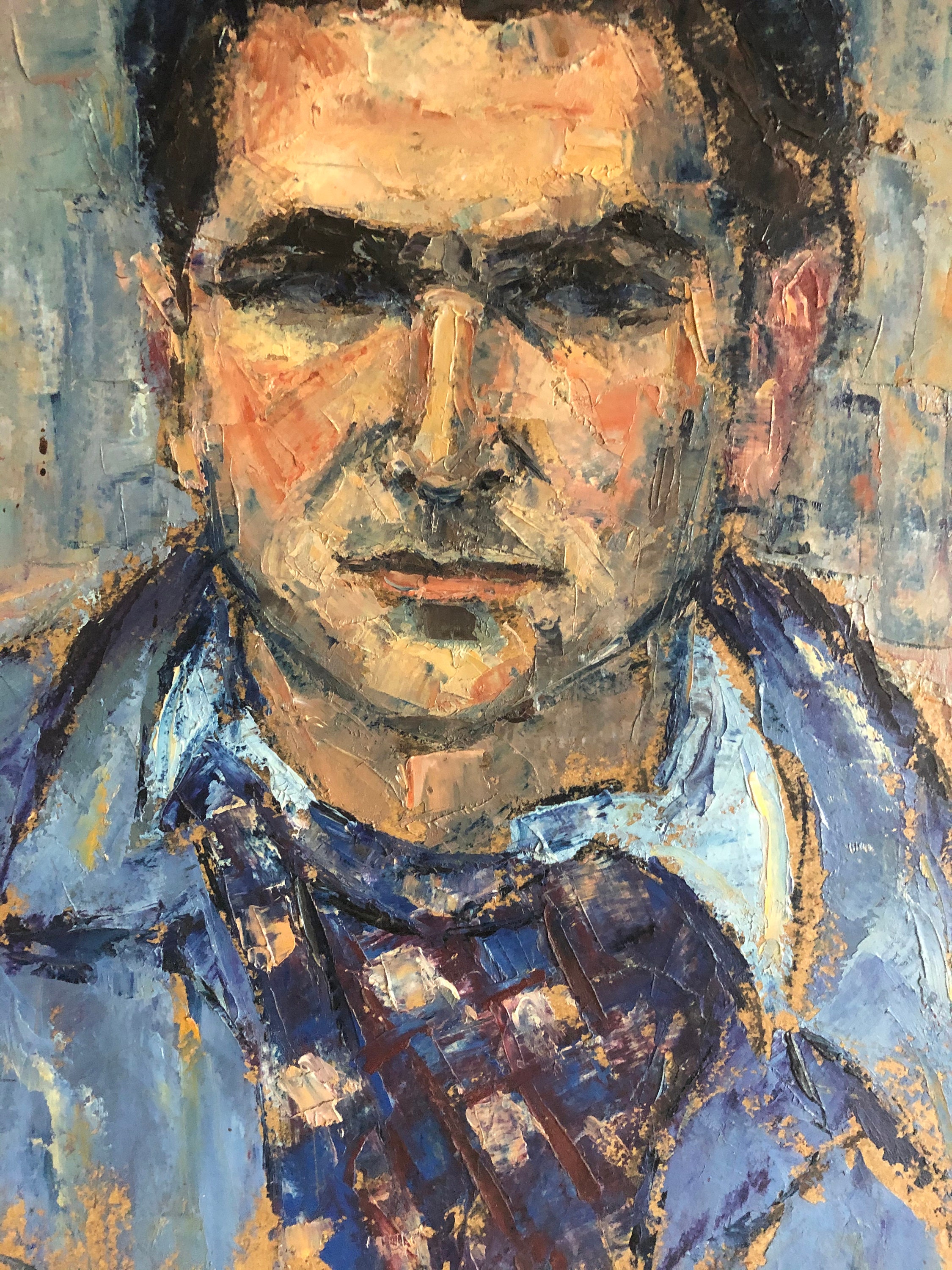 Vintage original retrato del hombre pintura al óleo original | Etsy