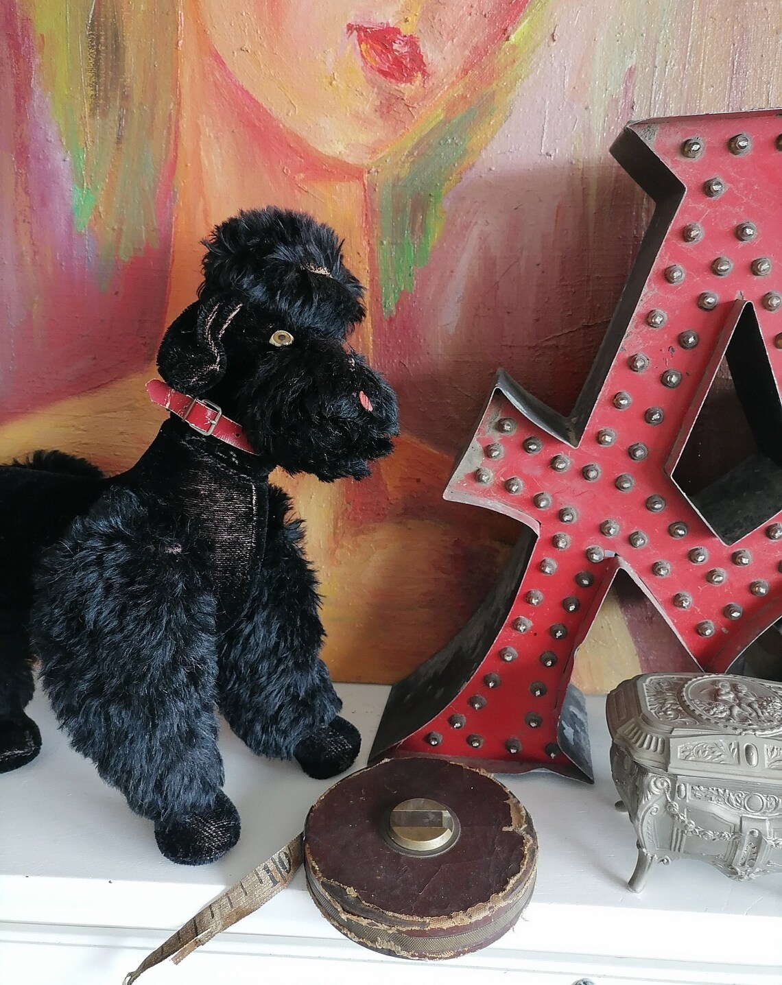 14.5 Tall Antique Steiff Black Mohair Dog Large Fully Etsy