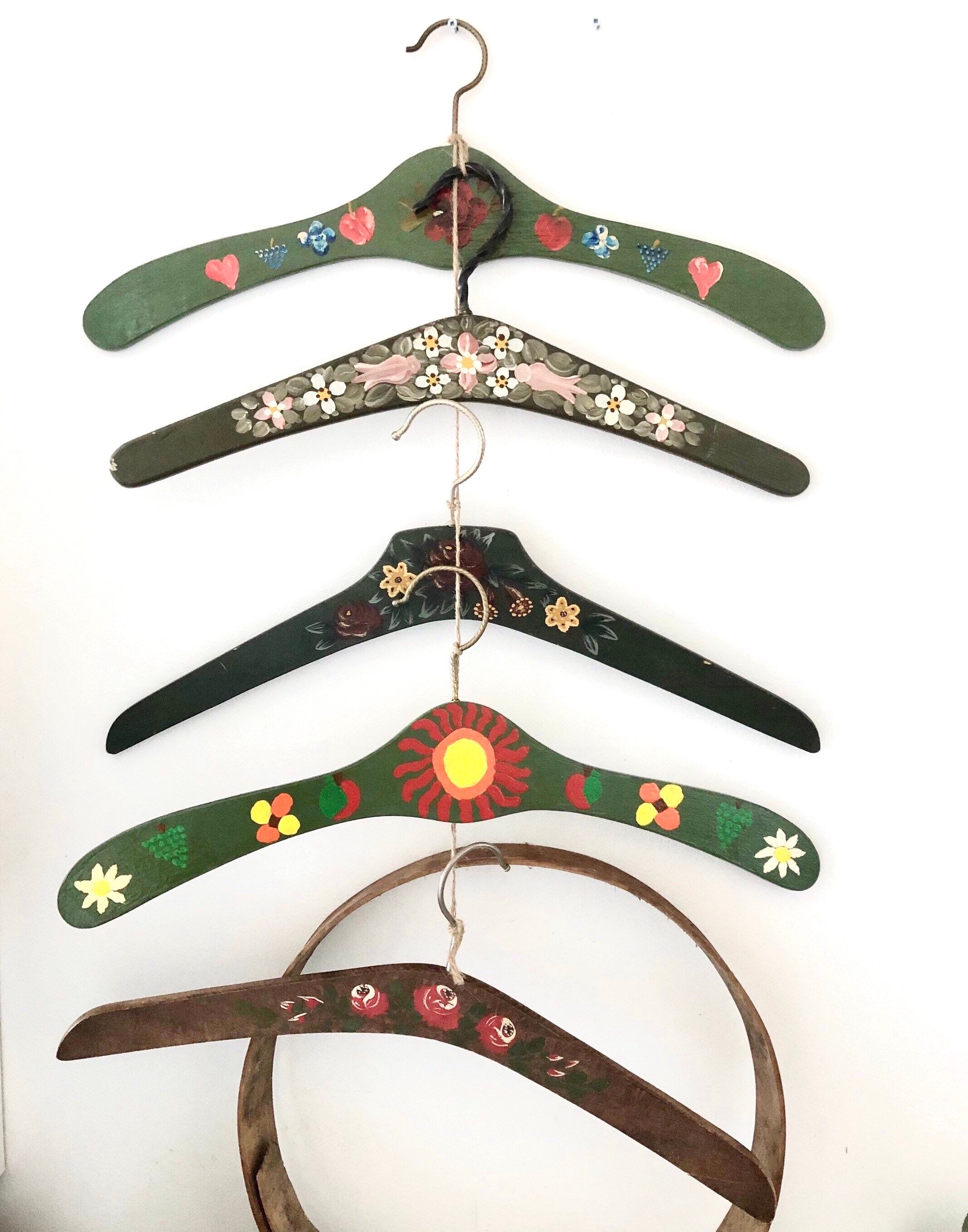 Pretty Floral Hangers Bedroom Decor Vintage Hand Painted Etsy