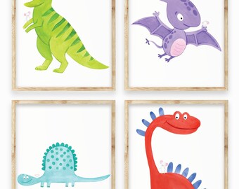 Nursery Dinosaur Art, Dinosaur Wall Prints, Kids Dinosaur, Kids Wall Art, Dinosaur Bedroom, Watercolour Dinosaur