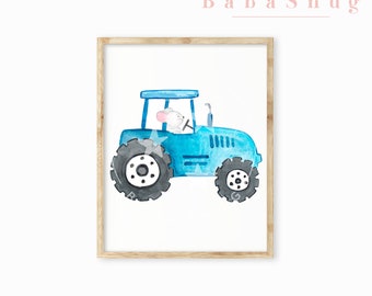 Impression de tracteur pour garçons, salle à thème de tracteur, pépinière de ferme, décoration agricole, art de pépinière de tracteur, impression personnalisée, impression de chambre pour garçons