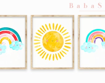 Rainbow Wall Art, Kids Room Decor, You Are My Sunshine Print