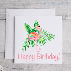 Flamingo Greeting Card, Flamingo Card, Flamingo Card Personalised, Handmade Flamingo Card, Flamingo, Tropical Flamingo, Flamingo gift