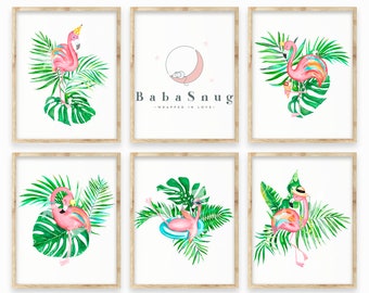 Personalised Tropical Flamingo, Flamingo Gift, Flamingo Decor, Flamingo Art, Flamingo Print, Flamingo Wall Art, Flamingo Gift for Her