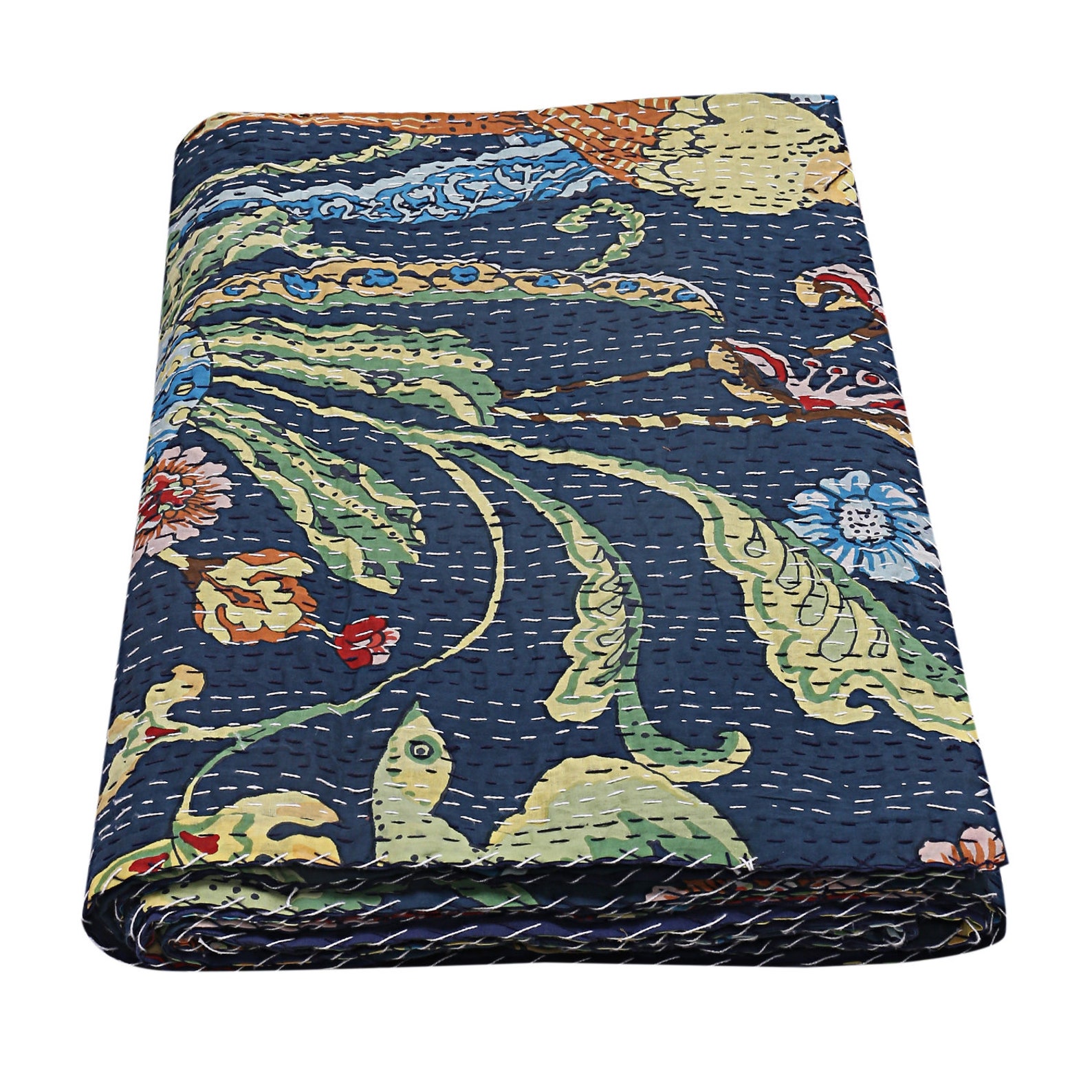 Reversible Blue Peacock Print Throw Blanket Bohemian Bedspread Etsy UK