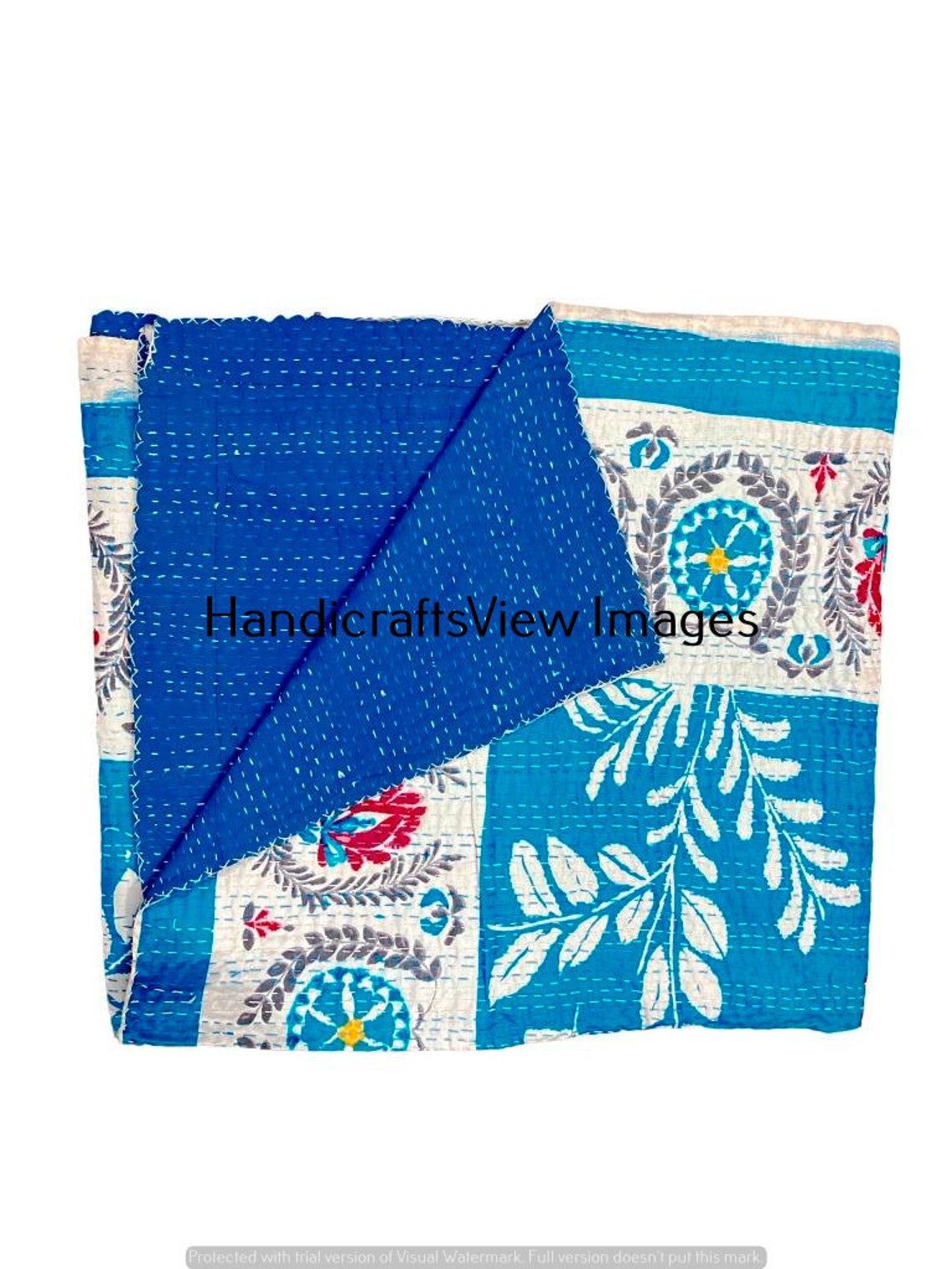 Queen bedspread Floral Print Kantha Blanket Bohemian Bedroom Etsy