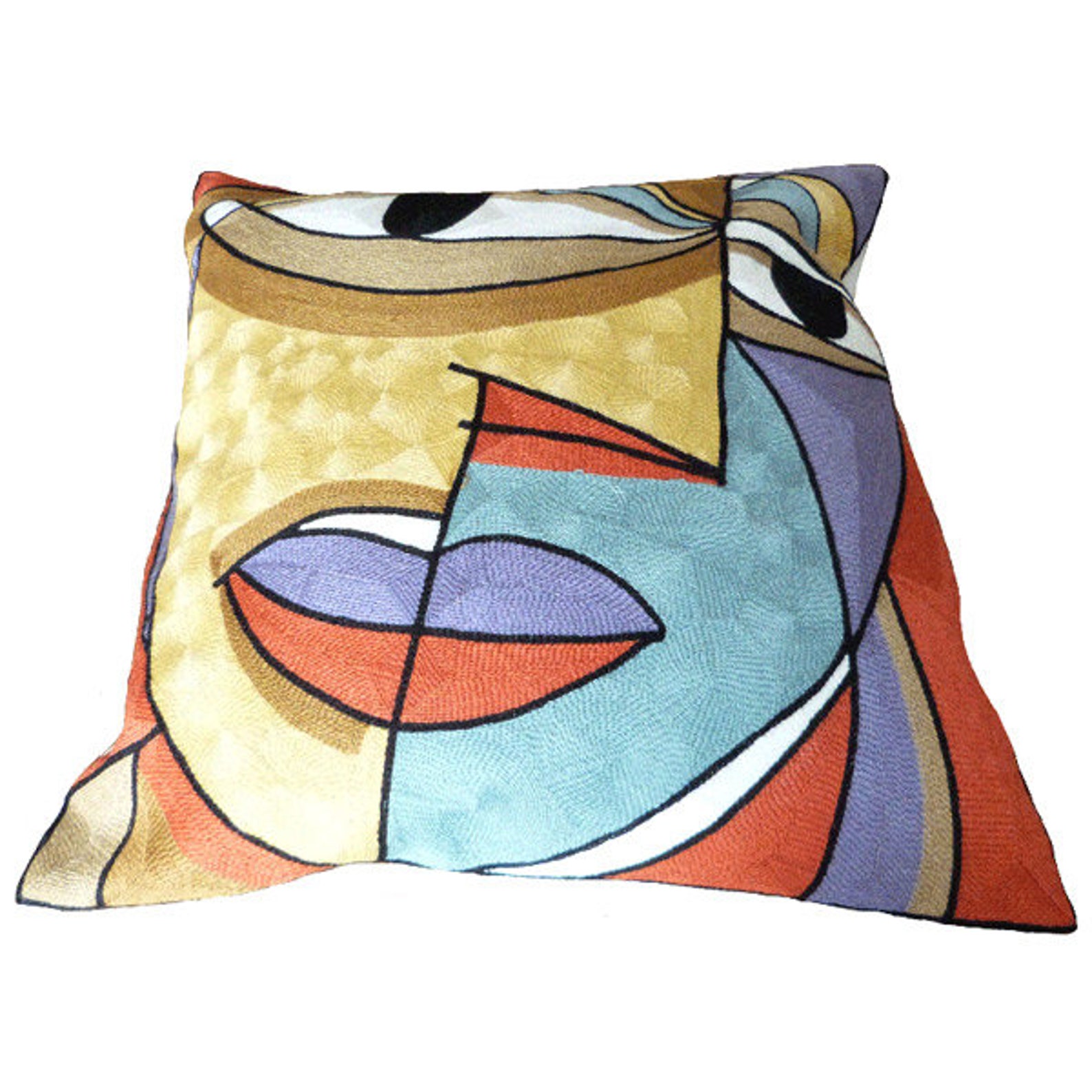 Embroidered Cushion Cover Abstract Art Design Etsy UK
