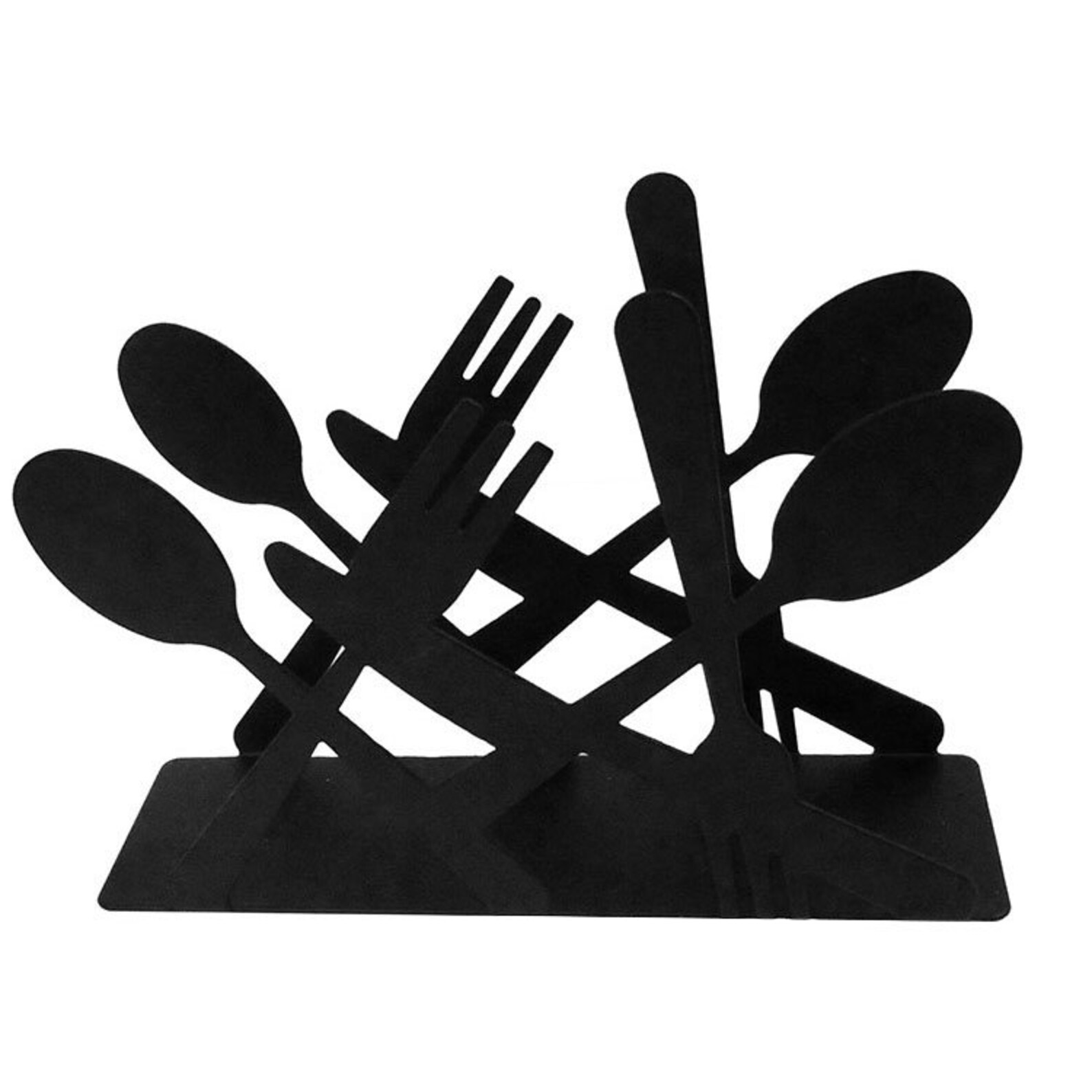 Table Napkin Holder in Matt Black Metal With Cutlery Design Etsy