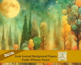 Páginas del diario basura Whimsy Forest: Papel digital grunge (descarga digital)