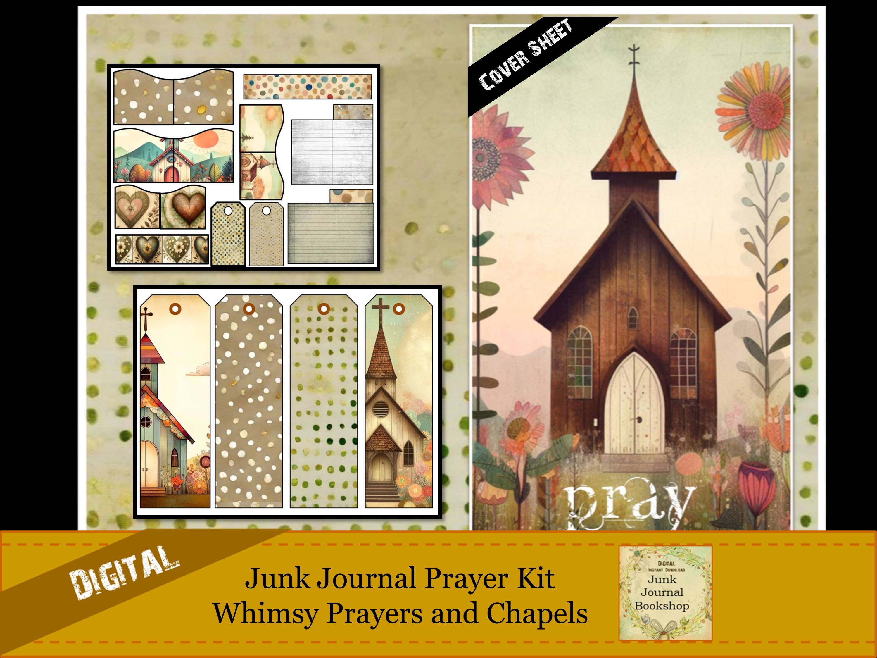 手作りの祈りのジャンクジャーナルキット：キリスト教のエフェメラ