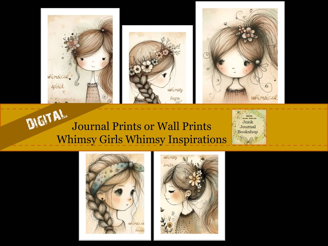 Digital Background Prints, Wall Prints. Digital Beautiful Whimsy Girls ...