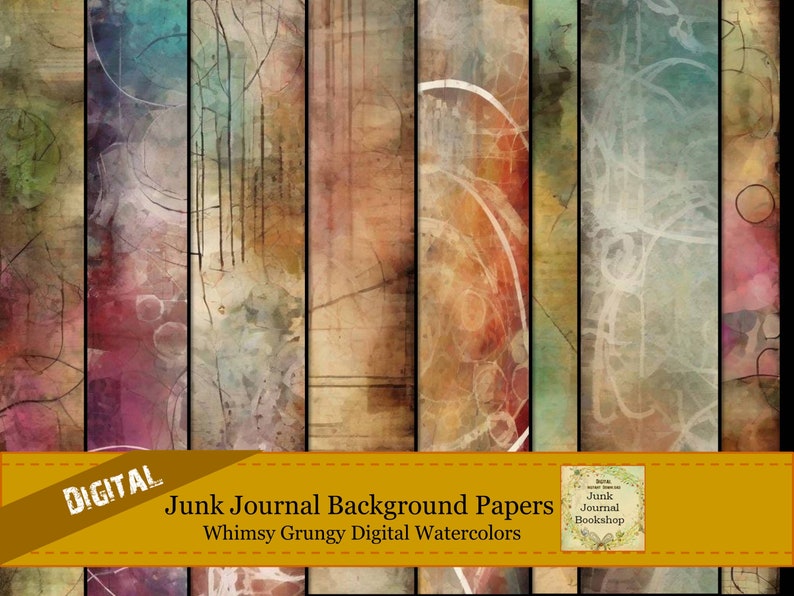Whimsy Grungy Inks: Junk Journal Digital Background Papers (digital ...