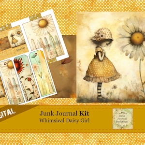 Daisy Girl Junk Journal Kit: handgemaakt digitaal papier (digitale download)