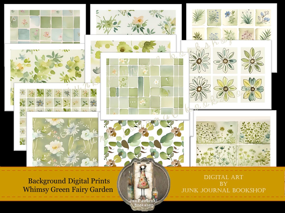 Green Fairy Garden Digital Prints: Junk Journal Art (digital Download ...