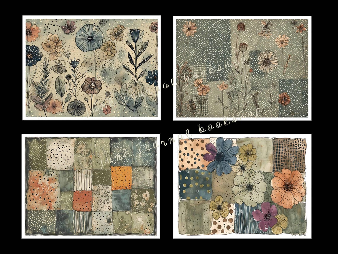 Whimsical Junk Journal Printable Papers, Digital Collage Pages ...