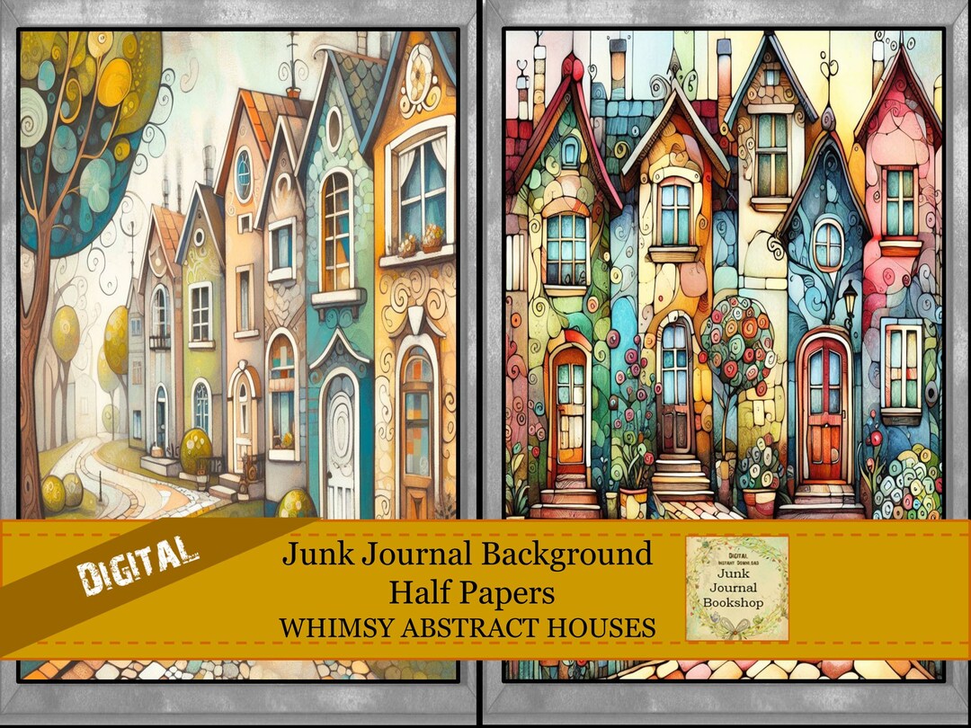 Abstract Houses Junk Journal Paper: Whimsical Art (digital Download) - Etsy