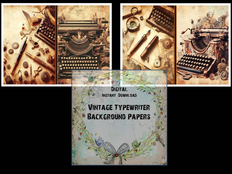 Vintage Typewriter Junk Journal Pages: Rusty Steampunk Half-page Prints ...