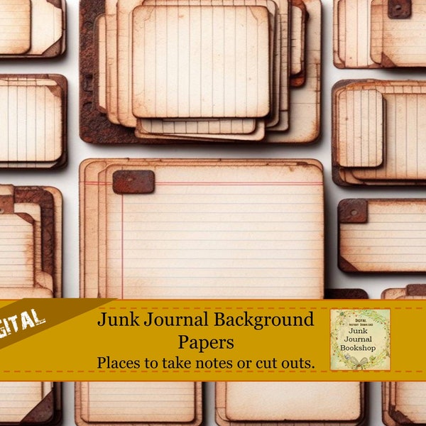 Digital Background Prints for Junk Journal Pages.  Pages of Note cards, Paper, lined index cards.  Adds some dimension to your pages.