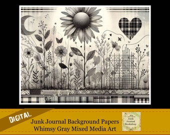 Documents de référence pour le journal indésirable d'art numérique. Art mixte gris fantaisie Art design Art. Art numérique. Impressions d'art numérique Junk Journal.