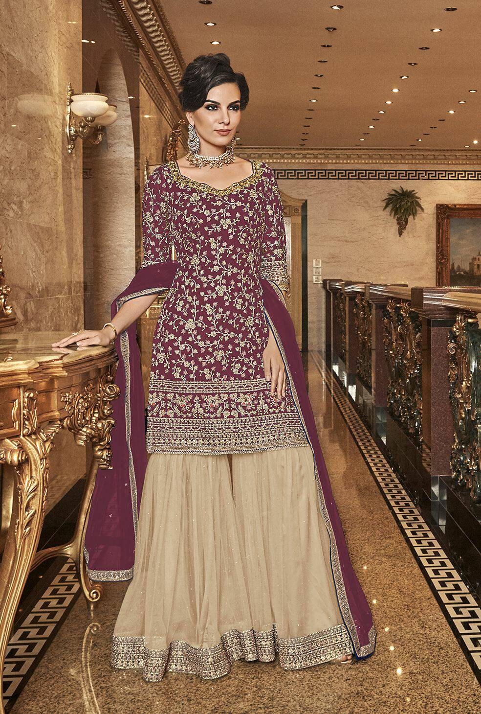 Sabyasachi Net Embroidered Sharara 