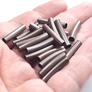 4 x 21 mm , Antique Copper  Round Curved Tube Findings - 3.8 mm Hole