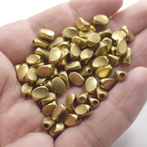 5 x 8 mm, Raw Brass Solid Oval Tiny Beads - Gat 2 mm