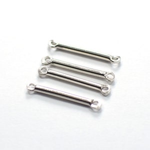 2 x 20 mm , Silver Tone  Solid Round Rod Findings  - 2 Hole