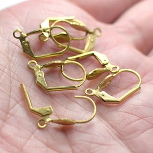 10 x 19 mm , Raw Brass  LeverBack Earring Charms