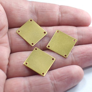 0.5 x 16 x 16 mm , Raw Brass  Square Shape Stamping Blanks  - 4 Hole