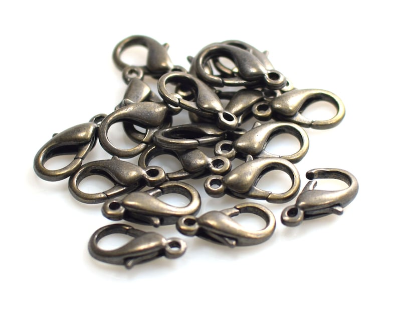 8 x 14 mm 3 Antique Bronze Lobster Clasps