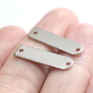 0.8 x 6 x 23 mm,  Silver Tone  D Shape Charms -  2 Hole