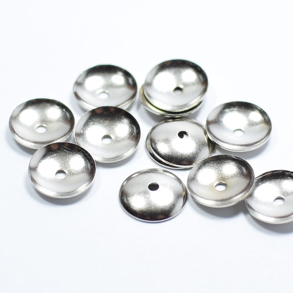 Silver Tone Bead Caps - Round Bead Caps - 0.5 x 10 mm