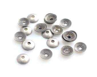 Antique Silver Tone Bead Caps - Round Bead Caps - 0.5 x 6 mm