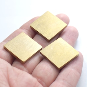 3 x 25 x 25 mm, grezzi quadrati in ottone massiccio stampaggio spazi vuoti (senza foro)
