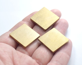 3 x 25 x 25 mm  , Raw Brass Square Solid Stamping Blanks ( No Hole )