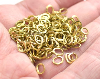 4,5 x 6 mm , Raw Brass Oval Jump Ring Charms