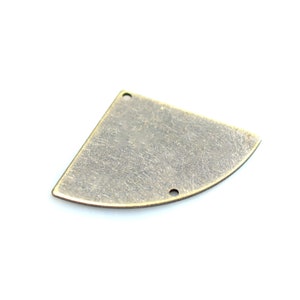 Antique Brass Fan Charms - 2 Hole Fan Findings  - 0.8 x 27 x 40 mm