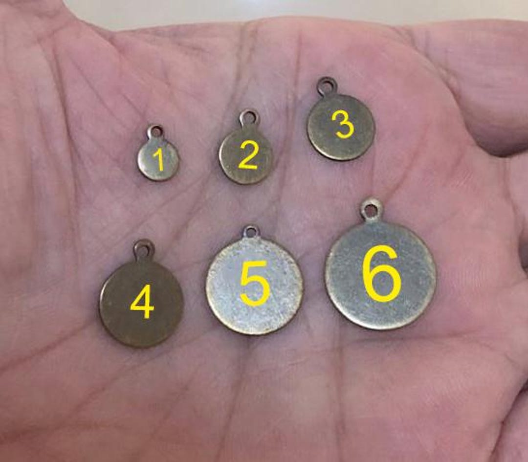 Custom Laser Round Number Engraved Tag , Antique Brass Jewelry ...